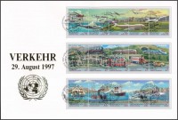 Bécs, Genf, New York 1997 50 éves az Európai Gazdasági Bizottság 3 klf ötöscsík Mi 231-235, 314-318, 741-745 FDC-n