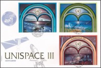 Bécs, Genf, New York 1999 ENSZ Konferencia (UNISPACE III)  3 klf ívszéli pár Mi 291-292, 373374, 819-820 FDC-n