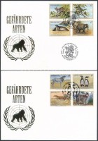 1993-1994 Veszélyeztetett állatok (I-II) 2 klf sor Mi 143-146,162-165 FDC-n