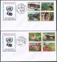 2001-2002 Veszélyeztetett állatok (IX-X) 2 klf sor Mi 409-412, 434-437 2 db FDC-n