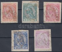 1913 Mi 29-33 arany színű alkalmi bélyegzéssel 'SHKODER'