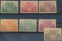 1935 50 éves Kongó állam sor Mi 157-163 (Mi 161 sarokfoghiba)