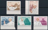1980 II. János Pál pápa ívszéli sor Mi 1771-1775