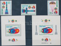 1979 Interkozmosz program fogazott sor Mi 2766-2768 + fogazott + vágott blokk Mi 86-87