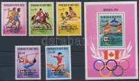 1977 Olimpiai érmesek sor fekete felülnyomással Mi 653-657 + blokk Mi 45 (próbanyomat)