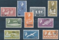 1971/1973 Forgalmi: élővilág bélyegek ugyanabból a sorból, felülnyomással Mi 25 I X + 26 X v + 29-32 + 34-37