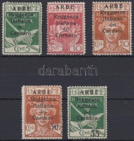 Carnaro-sziget 1920 5 klf Forgalmi Mi 20-22 I, 24-25 II (5C, 20C betapadás / gum disturbances)