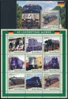 2001 Német vonatok kisív Mi 1809-1817 + blokk 1879