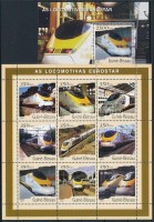 2001 Eurostar vonatok kisív Mi 1845-1853 + blokk 1883