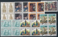 1986-1992 Madonna, festmény motívum 7 db klf bélyeg összefüggésekben (javarészt 4-es tömbökben)