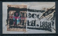 1857 Mi 1 kivágás ogyesszai bélyegzéssel és ceruzás áthúzással / on cutting, cancelled with red pencil and Odessa postmark