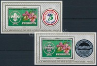 1983 75 éves a cserkészet blokk + felülnyomott változata Mi 45, 46