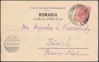 1903 Képeslap 'CONSPOLI - CONSTANTA - BUCURESCI' tengeri postával Svájcba / Sea post card to Switzerland