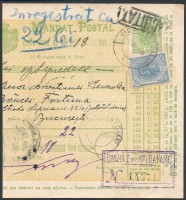 1908 Feladóvevény 10 bani illetékbélyeggel