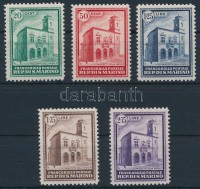 1932 Új postaépület Mi 175-179 alig látható falcnyommal / almost invisible hinge remainder