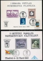 1980-18981 Numizmatikai és Filatéliai Kiállítás 2 klf emléklap bélyegekkel
