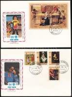 1979 Nemzetközi Gyermekév sor Mi 383-386 + blokk Mi 7 2 db FDC-n