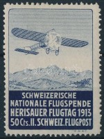1913 Félhivatalos repülőbélyeg Mi V (foghiba / perf. fault)