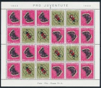 1953 Pro Juventute, lepkék bélyegfüzetlap ív Mi 590-591