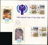 1979 Nemzetközi Gyermekév sor Mi 335-338 blokk 11 2 db FDC-n