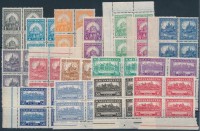 1926 Pengő-fillér (I) A sor négyestömbökben / Mi 411-426 block of 4 (100.000) (apró ráncok / small creases)