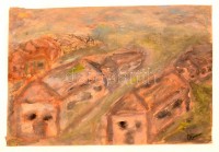Ámos jelzéssel: Házak. Akvarell, papír, 30×42 cm