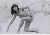 cca 1972 Felnőttek játéka a homokozóban, 3 db szolidan erotikus fénykép, korabeli vintage negatívokról készült mai nagyítások, 25x18 cm / 3 erotic photos, 25x18 cm