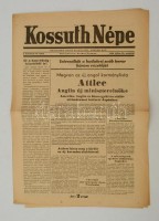 1945 A Kossuth Népe I. évfolyamának 74. száma, címlapon Attlee-ről szóló hírrel