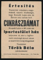 1948 Budapest, Török Béla cukrászmester értesítése üzletének áthelyezéséről, Mátyás Nyomda Pesterzsébet, 20x14,5 cm