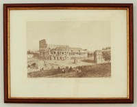 Roma Colosseum metszet, modern repró, üvegezett keretben, 14×20 cm