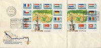 1977. Europa Transzkontinentális vizi útja Duna-Majna-Rajna blokk fogazott és  vágott FDC (25.600) /  Mi block 128 perforated and imperforated on FDC