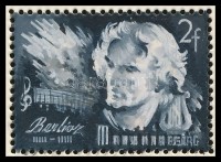 1948 Légrády Sándor eredeti bélyegterve egy kiadatlan Zeneszerzők sorozathoz kifogazott bélyegméretben / original stamp designs of S. Légrády to an unissued Composers set, preforated stamp size