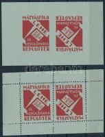 1933 LEHE III Repülőnapja a szakirodalomban ismeretlen emlékív + fogazatlan próbanyomata hátoldalán ,,PRÓBANYOMAT' lila gumibélyegzésekkel