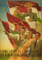 2 db MODERN magyar szocialista propaganda lap; épülő Sztálinváros, Szocialista Kongresszus / 2 modern Hungarian socialist propaganda card