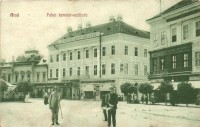 Arad, Fehér Kereszt szálloda, Braun Gusztáv kávéháza, Husserl M., Ifj. Klein Mór üzlete és saját kiadása / hotel, café,  shops (kis szakadás / small tear)