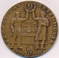 1967. 'Csepel Vas és Fémművek 1892-1967' Br plakett, eredeti tokban + ~1970. 'Csepel Vas- és Fémművek - 10. Törzsgárda' zománcozott fém kitűző, hátoldalon '5827'-es sorszámmal T:2