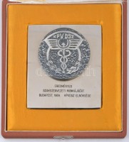 1969. 'KPVDSZ (Kereskedelmi, Pénzügyi és Vendéglátóipari Dolgozók Szakszervezete) - Eredményes Szakszervezeti Munkájáért - Budapest, 1969. KPVDSZ Elnöksége' egyoldalas ezüstözött fém plakett, eredeti, nem záródó dísztokban