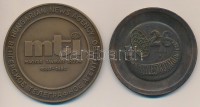 1970. 'TKI 1950-1970 Budapest / 20 éves a Távközlési Kutatóintézet' Br emlékérem (62,5mm) + 1980. 'Magyar Távirati Iroda 100 éves 1880-1980' Br emlékérem (70mm) T:2 ph.