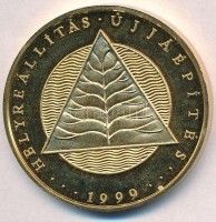 1999. 'Helyreállítás - Újjáépítés' aranyozott fém emlékérem (42,5mm) T:2 (PP)