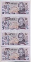 Ausztria 1970. 50Sch (4x) közte 3db sorszámkövető és 1db közeli sorszám T:II
Austria 1970. 50 Schilling (4x) with 3pcs of sequential serials and 1pc close serial C:XF