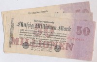 Németország / Weimari Köztársaság 1923. 50.000.000M (3x) 7 jegyű sorszámmal T:III
Germany / Weimar Republic 1923. 50.000.000 Mark (3x) 7 digit serial C:F
