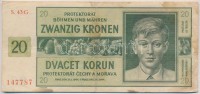 Német 3. Birodalom / Cseh-Morva Protekorátus 1944. 20K T:III- fo.
German Third Reich / Protectorate of Bohemia and Moravia 1944. 20 Korun C:VG spotted
Krause 9.a