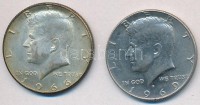 Amerikai Egyesült Államok 1966-1969D 1/2$ Ag 'Kennedy' (2x) T:2
USA 1966-1969D 1/2 Dollar Ag 'Kennedy' (2x) C:XF