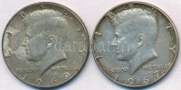 Amerikai Egyesült Államok 1967. 1/2$ Ag + 1969D 1/2$ Ag 'Kennedy' T:2,3 1969-nek hiányzó felső réteg
USA 1967. 1/2 Dollar Ag + 1969D 1/2 Dollar Ag 'Kennedy' C:XF,F missing surface metal on the 1969