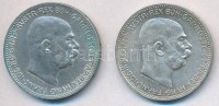Ausztria 1915. 1K Ag 'Ferenc József' (2x) T:1-,2 ph.
Austria 1915. 1 Corona Ag 'Franz Joseph' (2x) C:AU,XF edge error