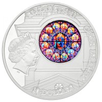 Cook-szigetek 2015. 10$ Ag 'Stockholmi Szent Miklós templom - Krisztus ablak' az ezüstérmében kézi készítésű intarziás betét, gyártói díszdobozban, tanúsítvánnyal T:PP
Cook Islands 2015. 10 Dollars Ag 'Stockholm Storkyrkan -