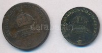 Olasz Államok / Lombardia-Velence 1822V 3c Cu + 1834M 1c Cu T:2,2- ph.
Italian States / Lombardy-Venetia 1822V 3 Centesimi Cu + 1834M 1 Centesimo Cu C:XF,VF edge error