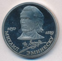 Szovjetunió 1989. 1R Cu-Ni 'Mihai Eminescu halálának 100 évfordulója' T:PP ujjlenyomat, felületi karc
Soviet Union 1989. 1 Roubles Cu-Ni '100th Anniversary - Death of Mihai Eminescu' C:PP fingerprint, slightly sratched 
Krause Y#233
