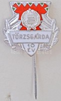 1969-1971. 'MHSZ Törzsgárda 10 év' ezüst fokozatú jelvény + 'MHSZ Törzsgárda 20 év' arany fokozatú jelvény, mindkettő igazolvánnyal T:1-