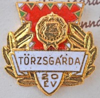 1969-1971. 'MHSZ Törzsgárda 10 év' ezüst fokozatú jelvény + 'MHSZ Törzsgárda 20 év' arany fokozatú jelvény, mindkettő igazolvánnyal T:1-